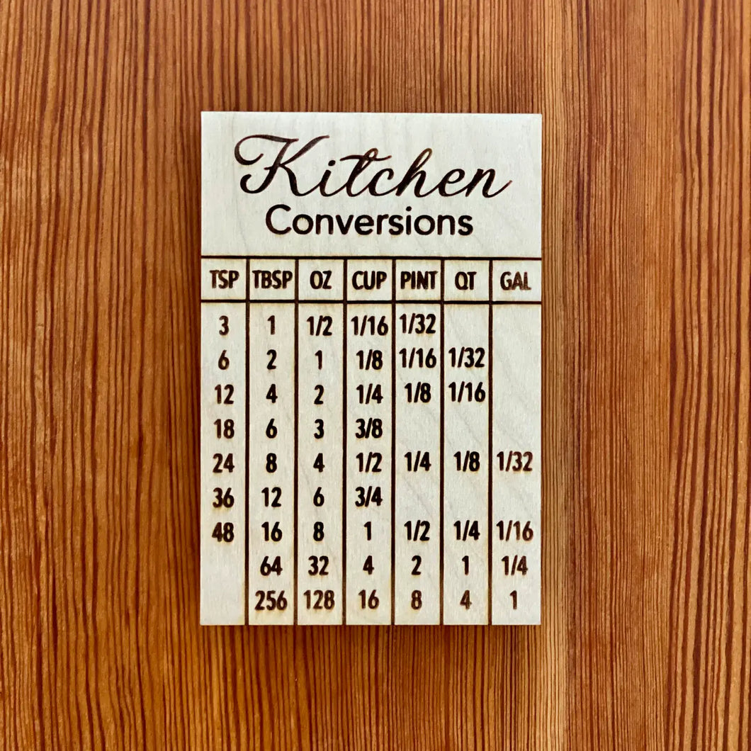 Kitchen Conversion Engraved Wood Magnet